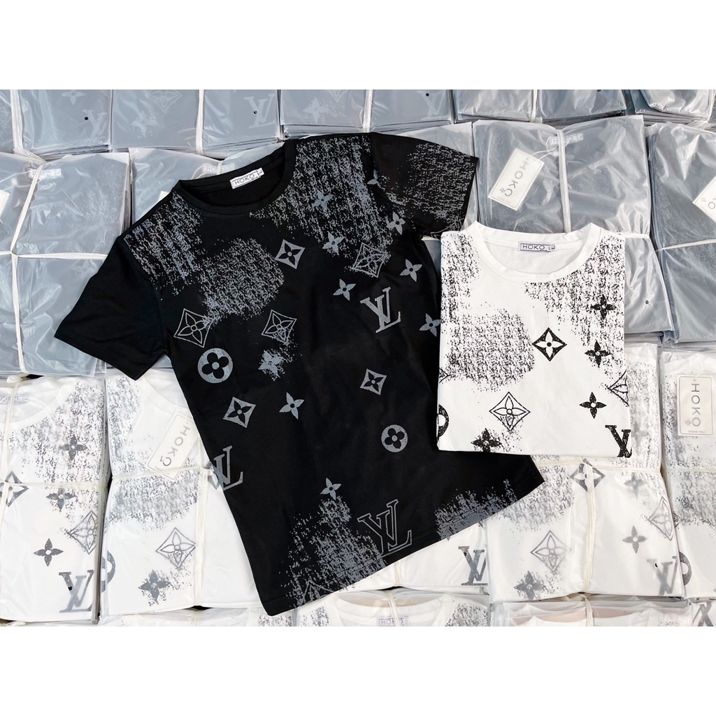 Áo phông LV Hình in chìm cổ Cao Cấp ,Áo thun LV chất liệu cotton co dãn thoáng mát
