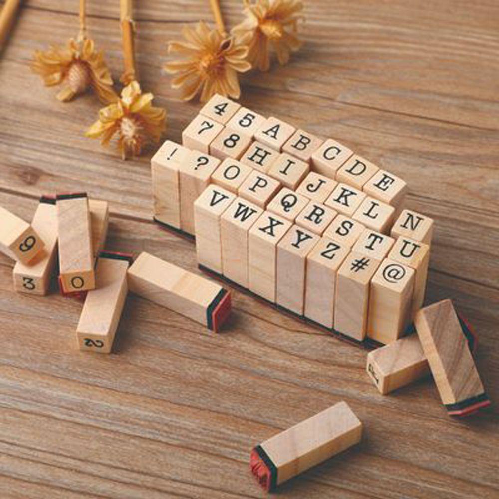 PEWANY Set 40 Con Dấu Gỗ Hình Chữ Nhật In Biểu Tượng Trang Trí Nhật Ký