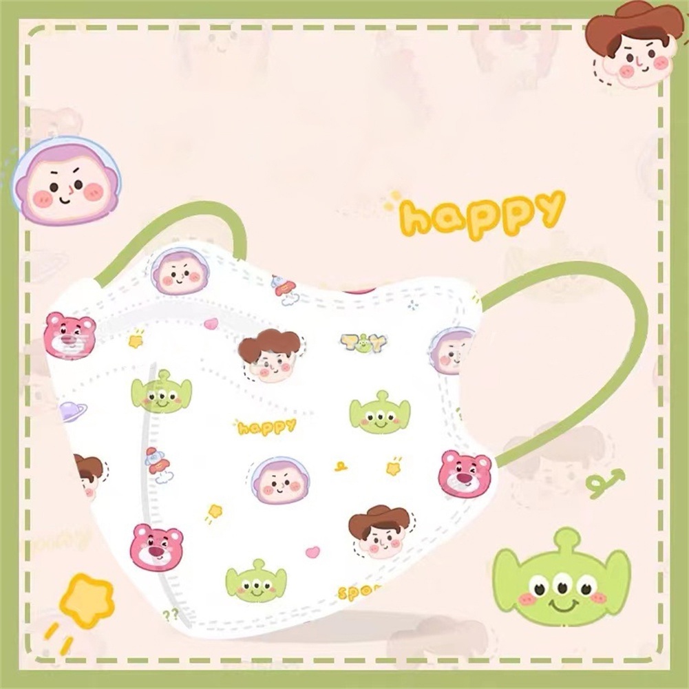 Có 10 Chiếc KF94 Người Lớn Dùng Một Lần Bảo Vệ Mặt Nạ 5D Hoạt Hình In Hình Phong Cách Hàn Quốc Mặt Nạ Cá Tuyết