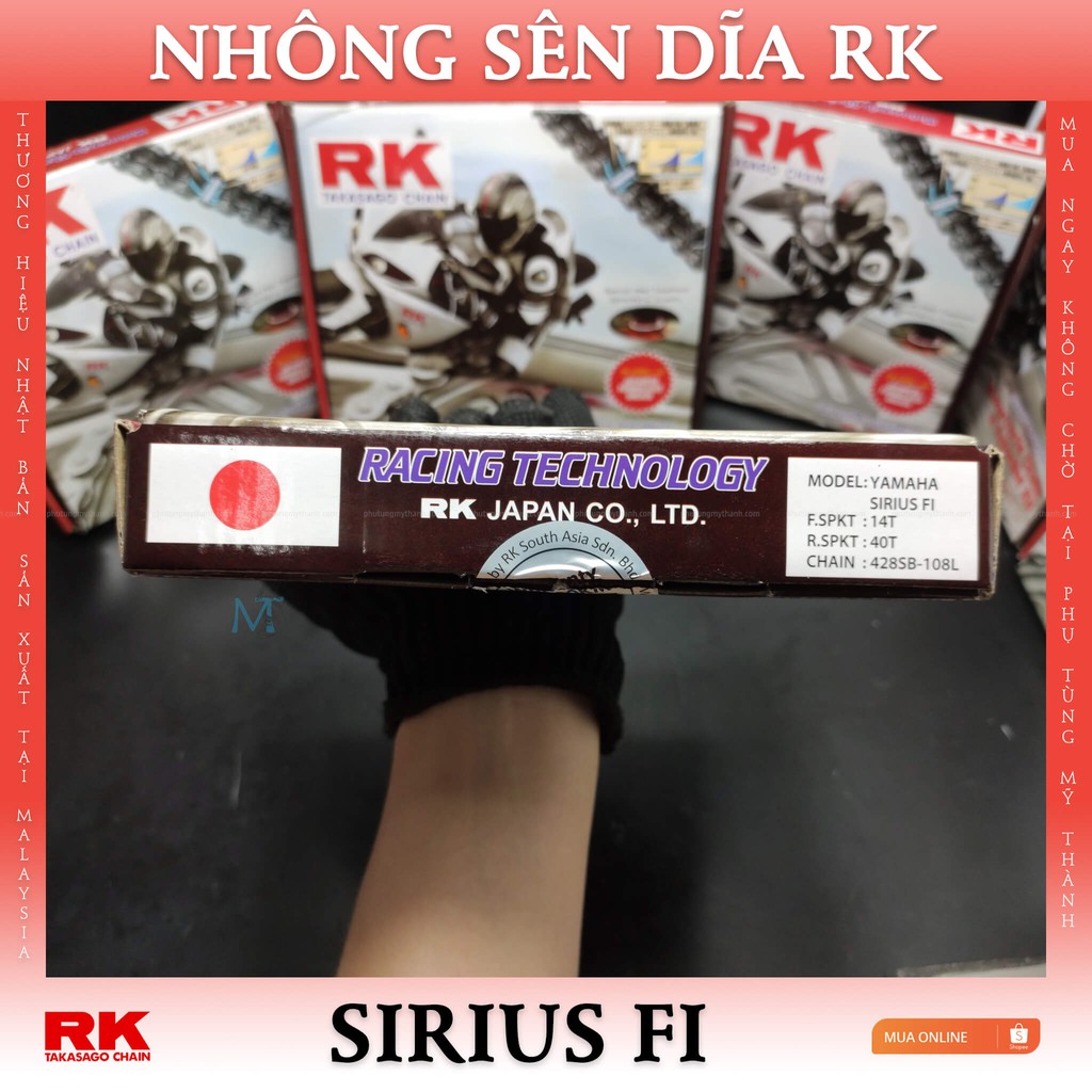 Nhông sên dĩa RK xe Yamaha Sirius FI chính hiệu