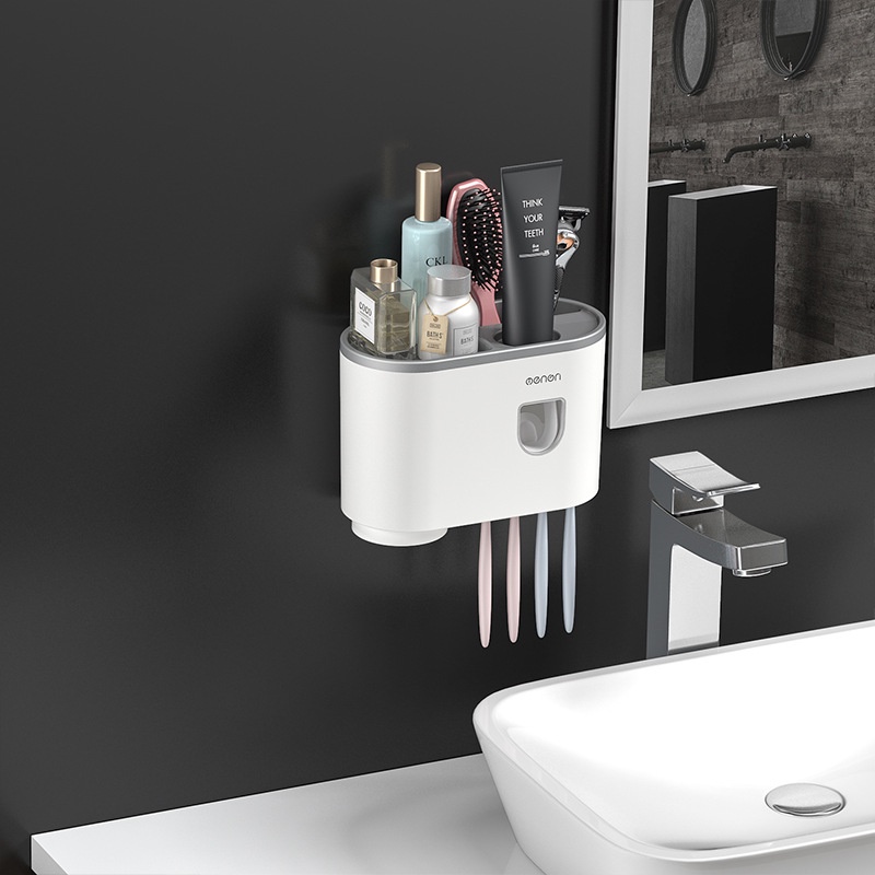 Bộ nhả kem đánh răng tự động OENON cao cấp , Kệ nhà tắm dán tường đa năng tiện dụng ĐỒ GIA DỤNG KAI KAI