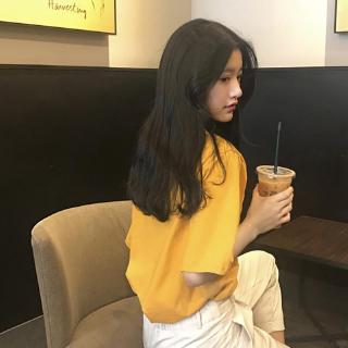 Áo thun nữ cổ tròn ngắn tay màu trơn