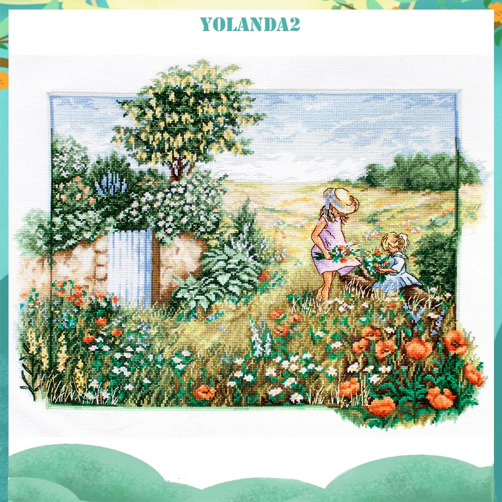Tranh thêu chữ thập 11CT 3 sợi cotton hình khu vườn toàn diện đẹp mắt
