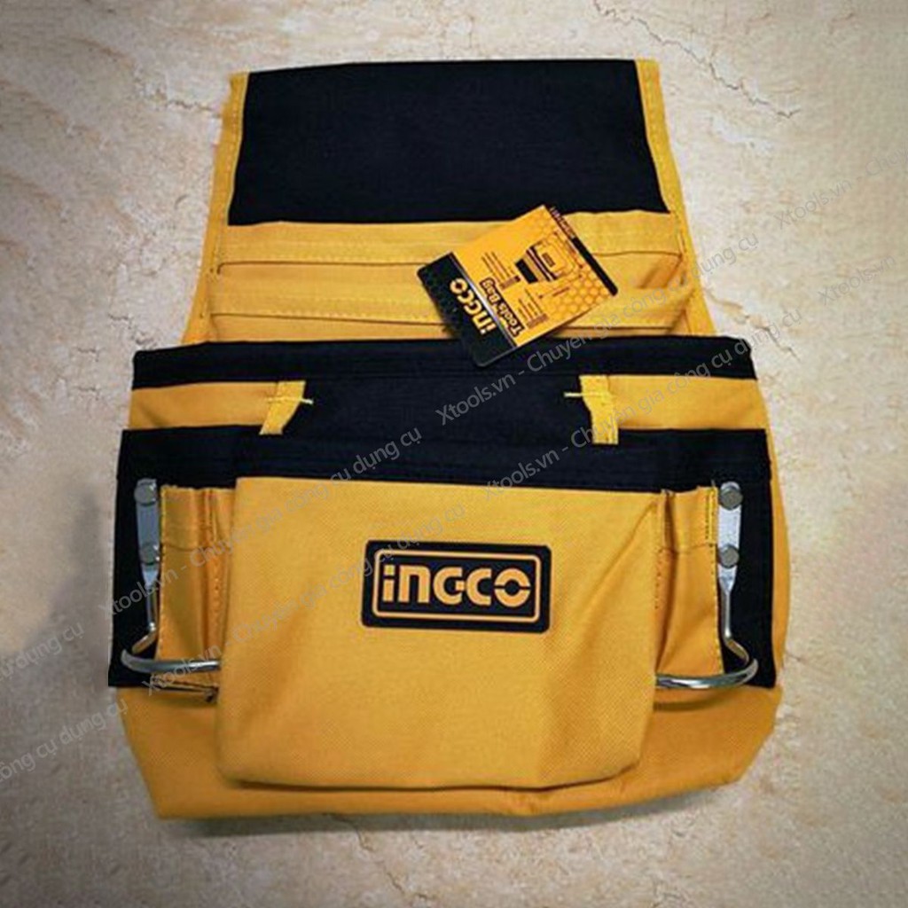 Túi đựng đồ nghề đeo hông INGCO HTBP01011 32x28cm, giỏ đựng dụng cụ phụ kiện polyester 600D có khoá cài siêu bền chắc