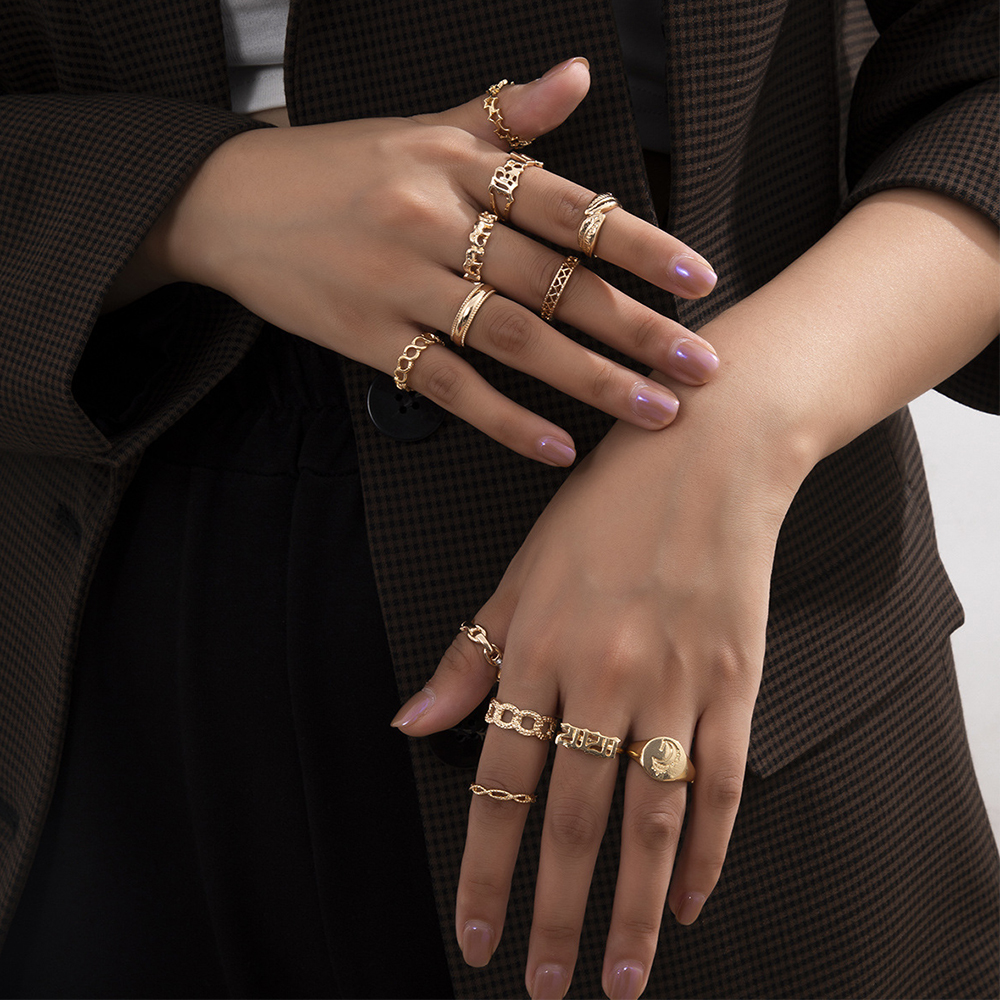 Set 9 nhẫn đeo khớp ngón tay phong cách boho cổ điển thời trang độc đáo cho nữ