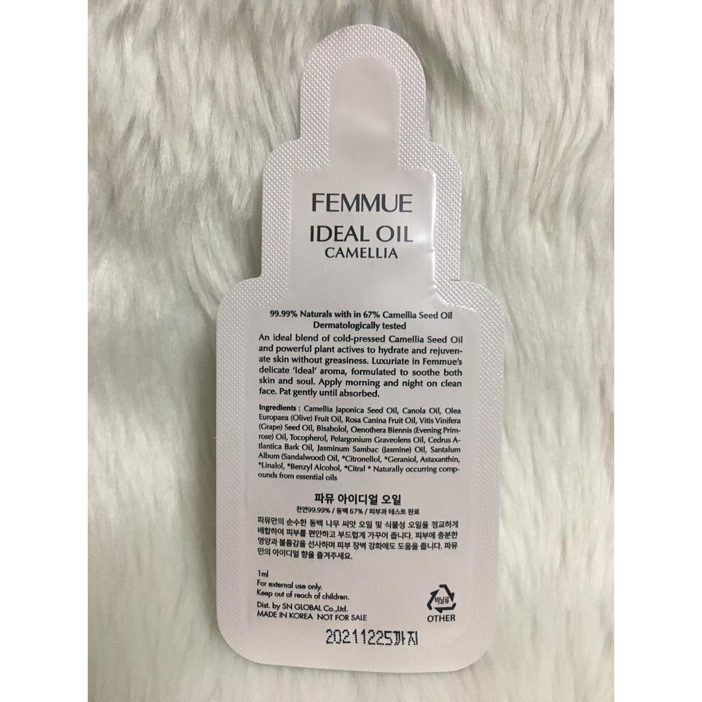 1 Gói Dùng Thử Tinh chất dầu dưỡng sáng da Femmue 𝐈𝐃𝐄𝐀𝐋 𝐎𝐈𝐋 1ml | BigBuy360 - bigbuy360.vn