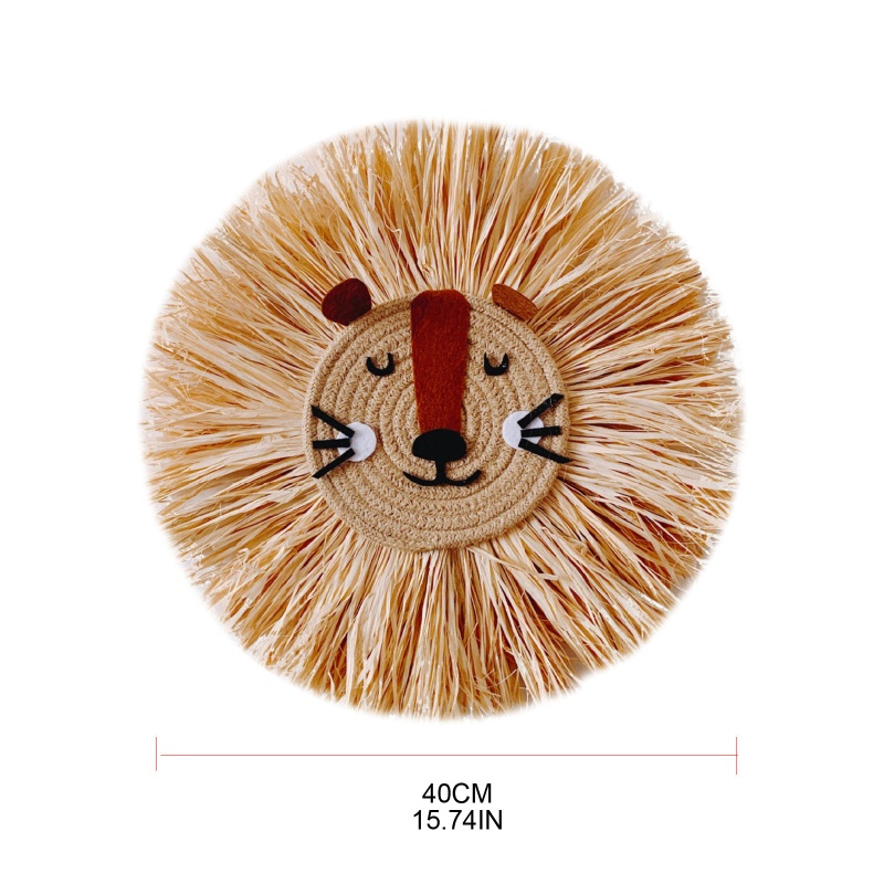 Phụ Kiện Treo Tường Bằng Cotton Dệt Tay Hình Đầu Sư Tử Hoạt Hình Phong Cách Bắc Âu