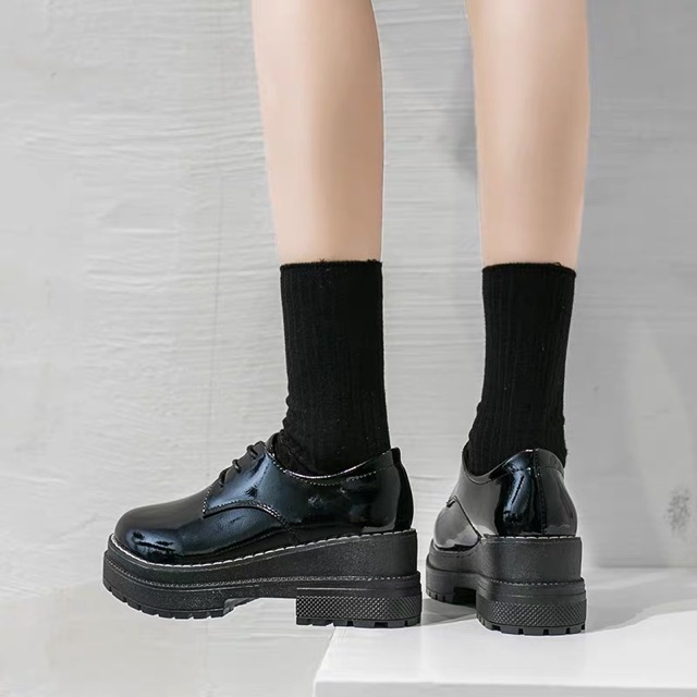 (Ảnh thật)Giày da bóng phong cách Anh đế cao 7cm | BigBuy360 - bigbuy360.vn