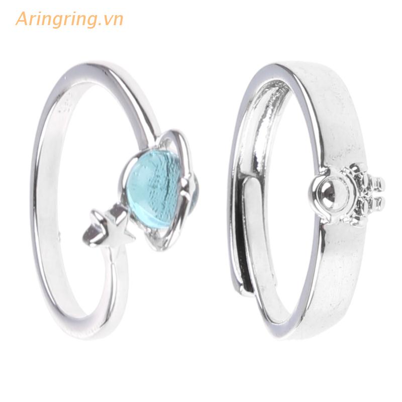 Set 2 Nhẫn Hình Hành Tinh Phong Cách Phi Hành Gia Sang Trọng Dành Cho Cặp Đôi