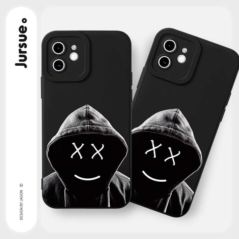 Ốp lưng JURSUE mềm chống bẩn hình độc lạ đen Cho iPhone 14 13 12 11 Pro Max SE 2020 X XR XS 8 7 ip 6S 6 Plus Y2153