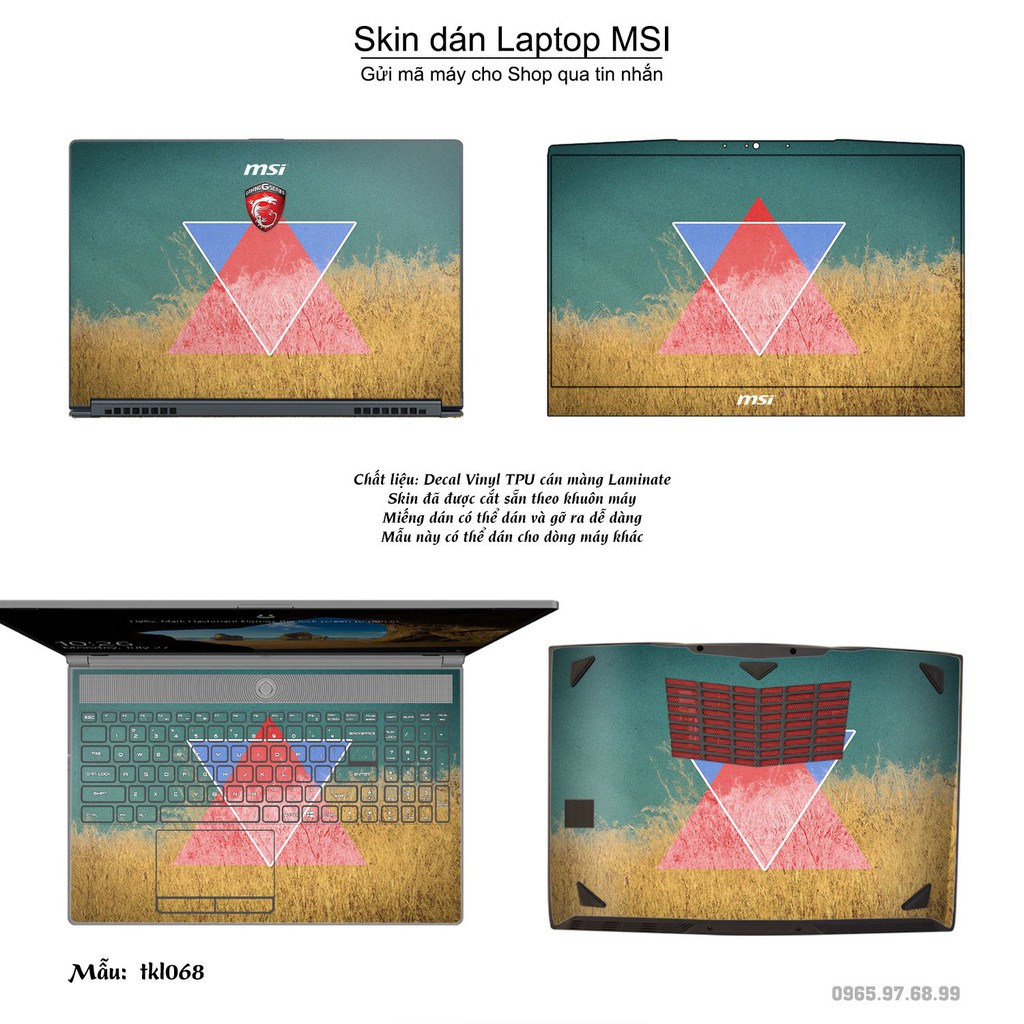 Skin dán Laptop MSI in hình thiết kế nhiều mẫu 7 (inbox mã máy cho Shop)