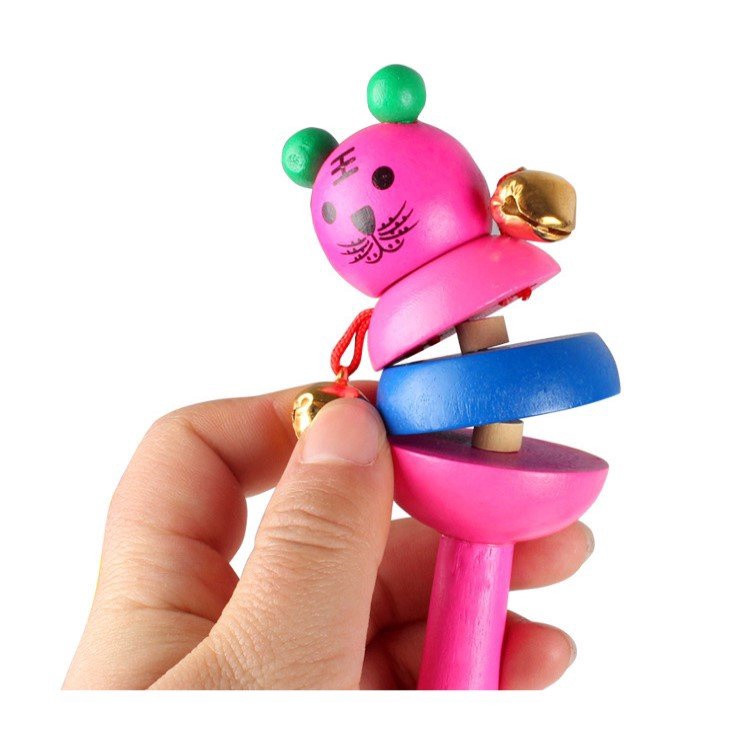 Đồ chơi lục lạc gỗ uốn lượn hình thú đáng yêu, an toàn cho bé