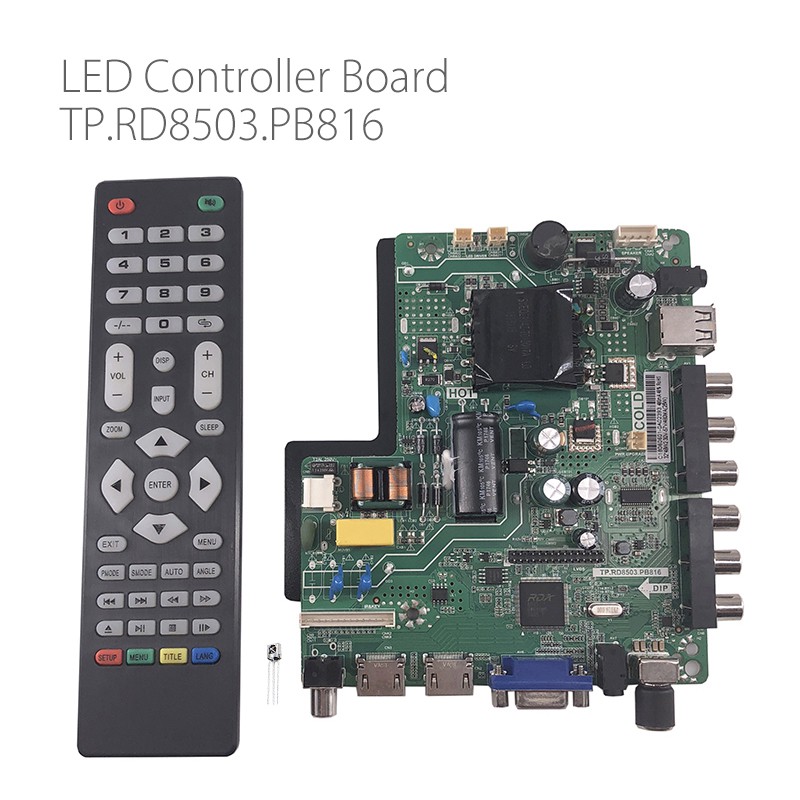 TP.V56.PB826 LCD TV 3in1 Driver Board Universal LED Screen Controller Board TV Motherboard Dual HDMI/VGA/AV/TV/USB Interface Can Replace TP.V56.PB816 / SKR.PB816 / TP.RD8503.PB816 / TP.V56.PB832 etc Support 32inch