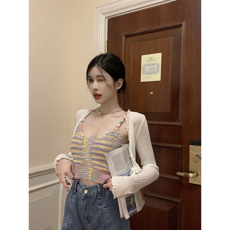 Áo cardigan Dệt Kim Mỏng Tay Dài Phong Cách Hàn Quốc Thời Trang Cho Nữ