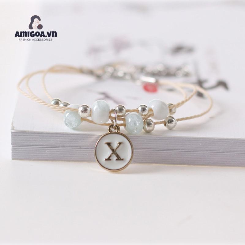 Vòng Đeo Tay Bằng Gốm Họa Tiết Chữ Dễ Thương Bắt Mắt Sành Điệu