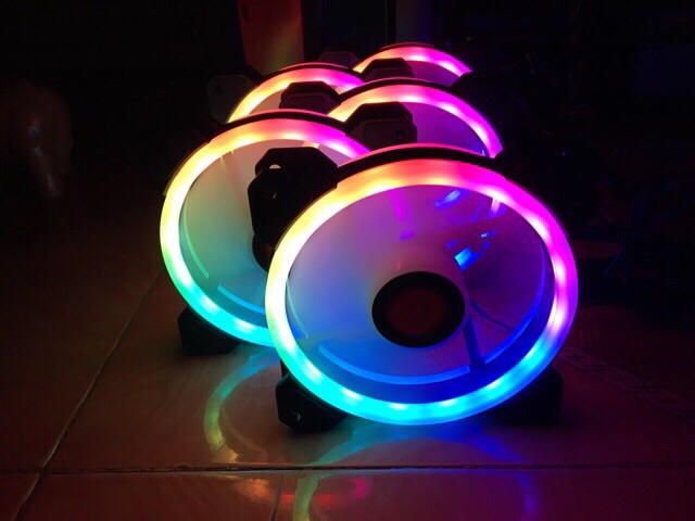 ( Rẻ Vô Địch) Quạt fan led Coolmoon RGB V2 chính hãng ( fan Coolman) kèm bộ điều khiển HUB có led RGB