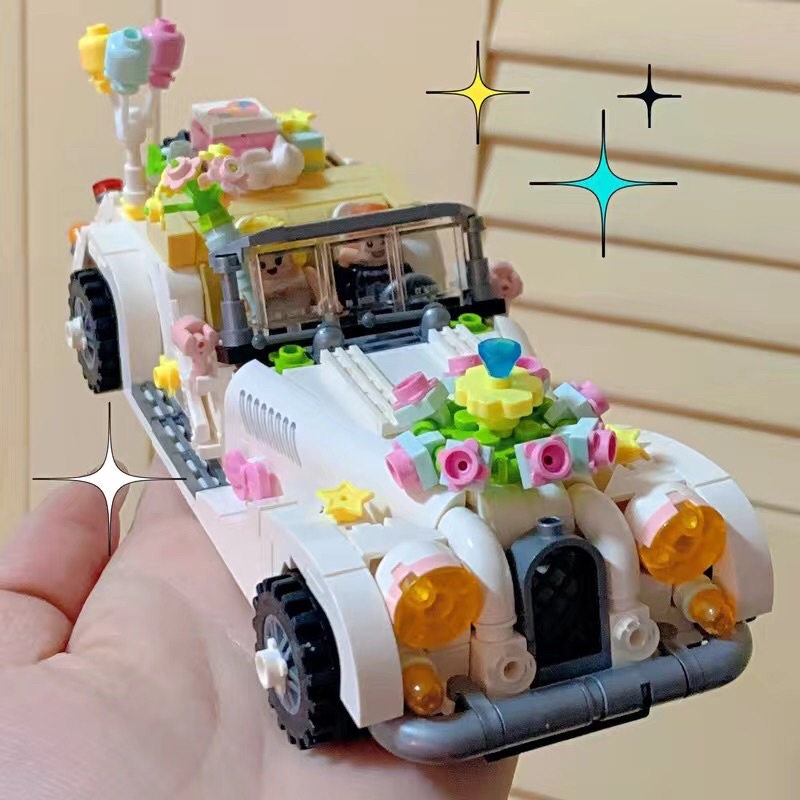 Đồ chơi xếp hình Legogi Xe cưới Xe máy Vespa 670 mảnh ghép mô hình Loz Mini 1119 1117 mô hình trưng bày trang trí