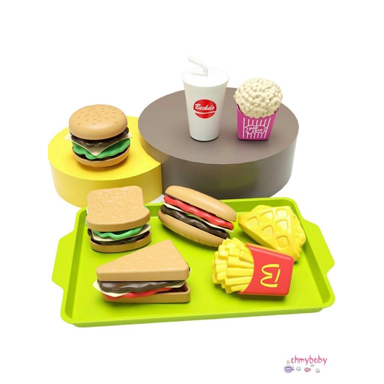 【OMB】 Children's Play House Toys Detachable Simulation Hamburger Bread French Set