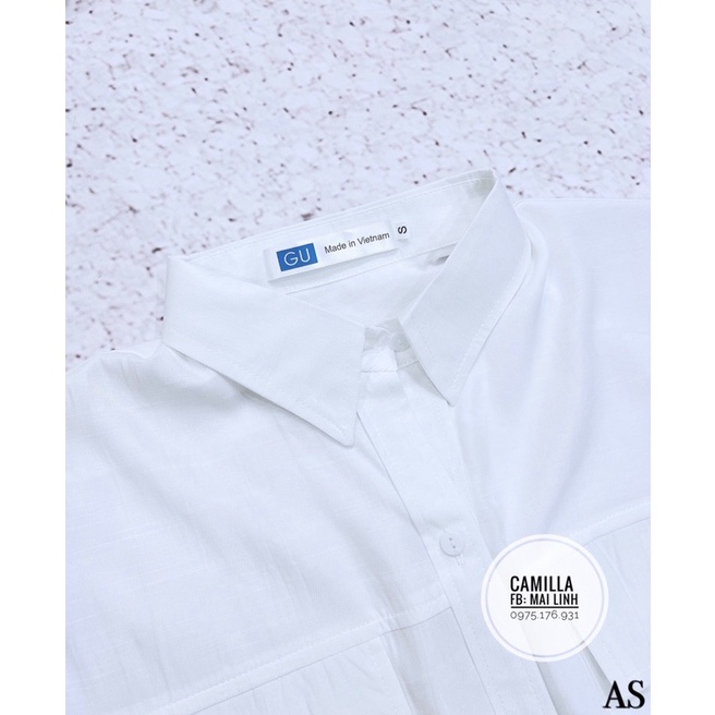 ✨SƠ MI TRĂNG✨Áo sơmi Gu túi trước tay hến