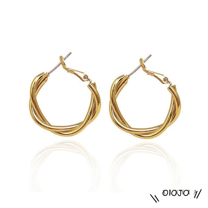 1 Cặp Bông Tai Kim Loại Hình Tròn Xoắn Sáng Tạo Phong Cách Hàn Quốc Cổ Điển Thời Trang