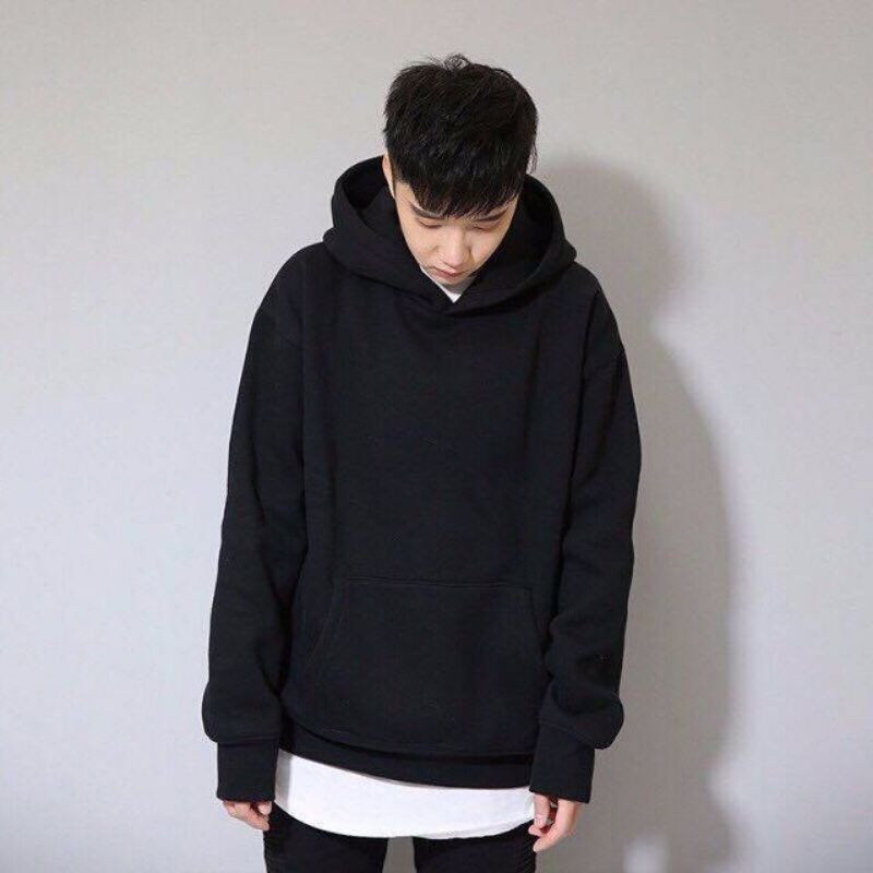 Áo hoodie trơn basic trắng đen Unisex