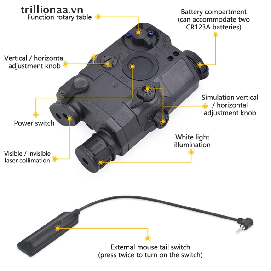 Hộp Đèn LED Trillionaa FMA AN / PEQ-15 Ánh Sáng Trắng + Chỉ Báo Hồng Ngoại