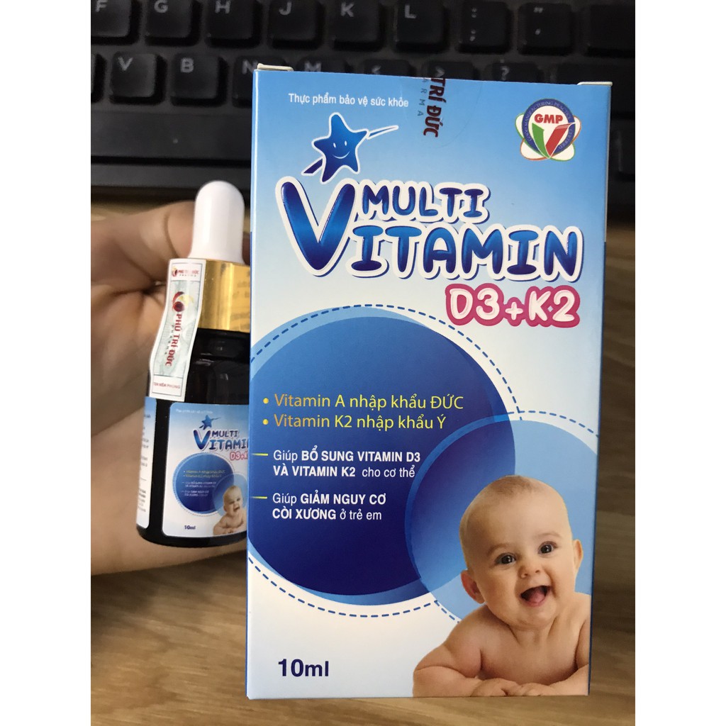 Vitamin  D3 K2 cho bé ❤️CHÍNH HÃNG👍 Multi Vitamin D3 + K2 ❤️giúp hấp thu canxi tối đa, giúp xương chắc khỏe