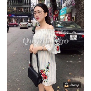 Váy trễ vai thêu hoa Zara auth hot new 2018 giá sale