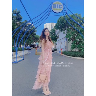 đầm maxi lưới tầng dự tiệc