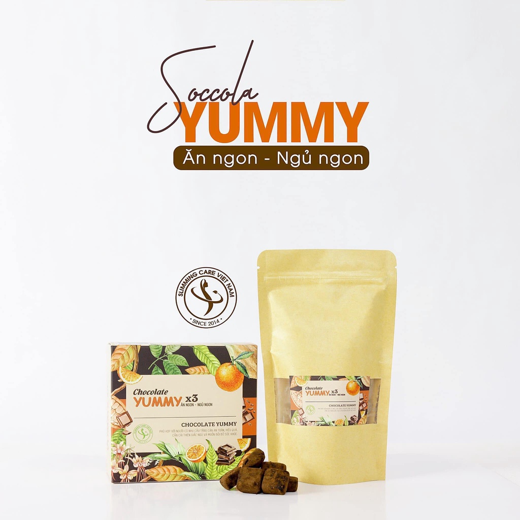 Socola Tăng Cân Yummy X3 Slimming, Kẹo Chocolate Tăng Cân Kích Thích Ăn Ngon Miệng Hấp Thụ Dinh Dưỡng Tốt Hộp 15 Viên