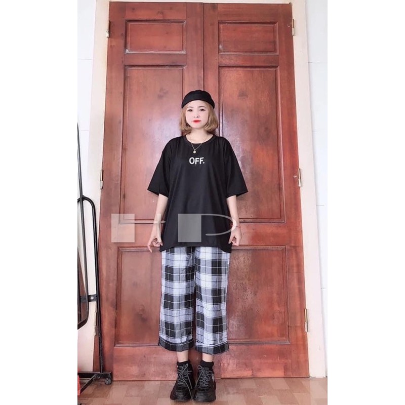 Sét bộ in hình + quần kẻ TH6