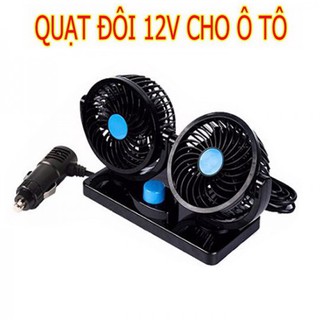 Quạt Đôi Mini Thông Minh 12V Thông Gió Cho Xe Hơi Xe Tải Xoay 360 Độ