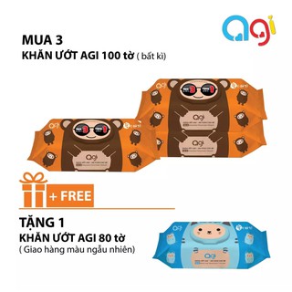 combo 3 Khăn giấy ướt Agi Hàn Quốc ( Mua 3 tặng 1 gói 80 tờ )
