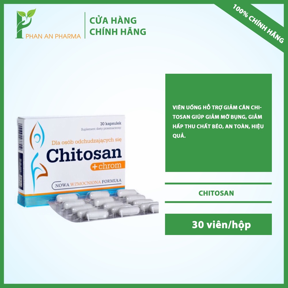 Viên uống giảm cân an toàn Chitosan + Chrom hộp 30 viên