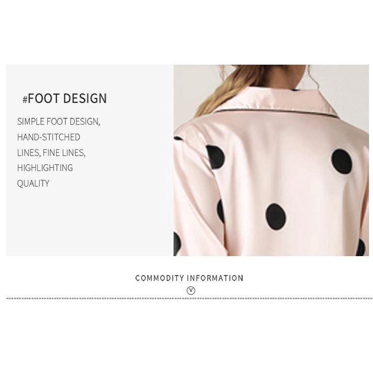 Bộ Đồ Ngủ Tay Dài Họa Tiết Chấm Bi Xinh Xắn Cho Nữ