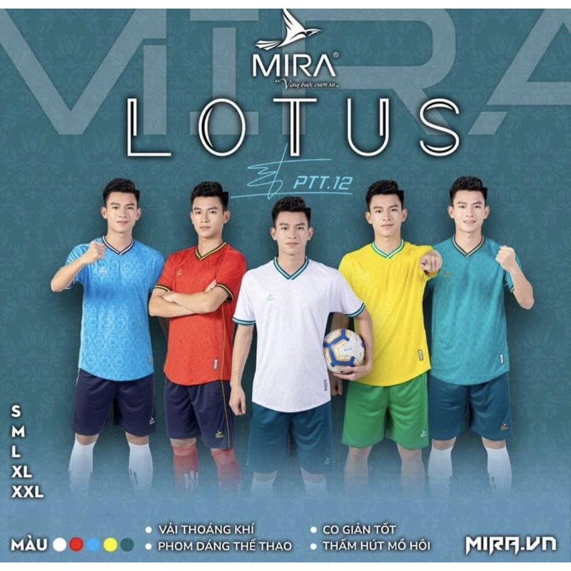 BỘ ĐỒ ĐÁ BANH MIRA LOTUS 5 MÀU SIÊU ĐẸP