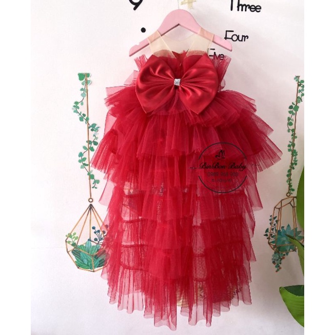 Váy công chúa cho bé BinBon Baby, đầm công chúa đuôi công cho bé gái