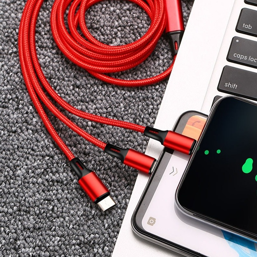 Cáp Sạc Micro Usb Type C 3 Trong 1 Cho Iphone 12 Mini 11 Pro Xs Max Xr X 6 6s 7 8 Plus Ios Android