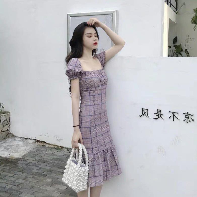 Váy kẻ tím đuôi cá -