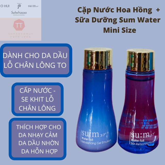 (Giá Tốt )Nước Hoa Hồng Toner - Sữa Dưỡng Sum 37 Xanh Water Full  Dưỡng Dành Cho Da Dầu Mụn Size Mini Tách Set