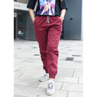 Quần Jogger Kaki Nữ Cao Cấp Chất Mát Co Giãn 4D [ Màu Đỏ Đô - M07]