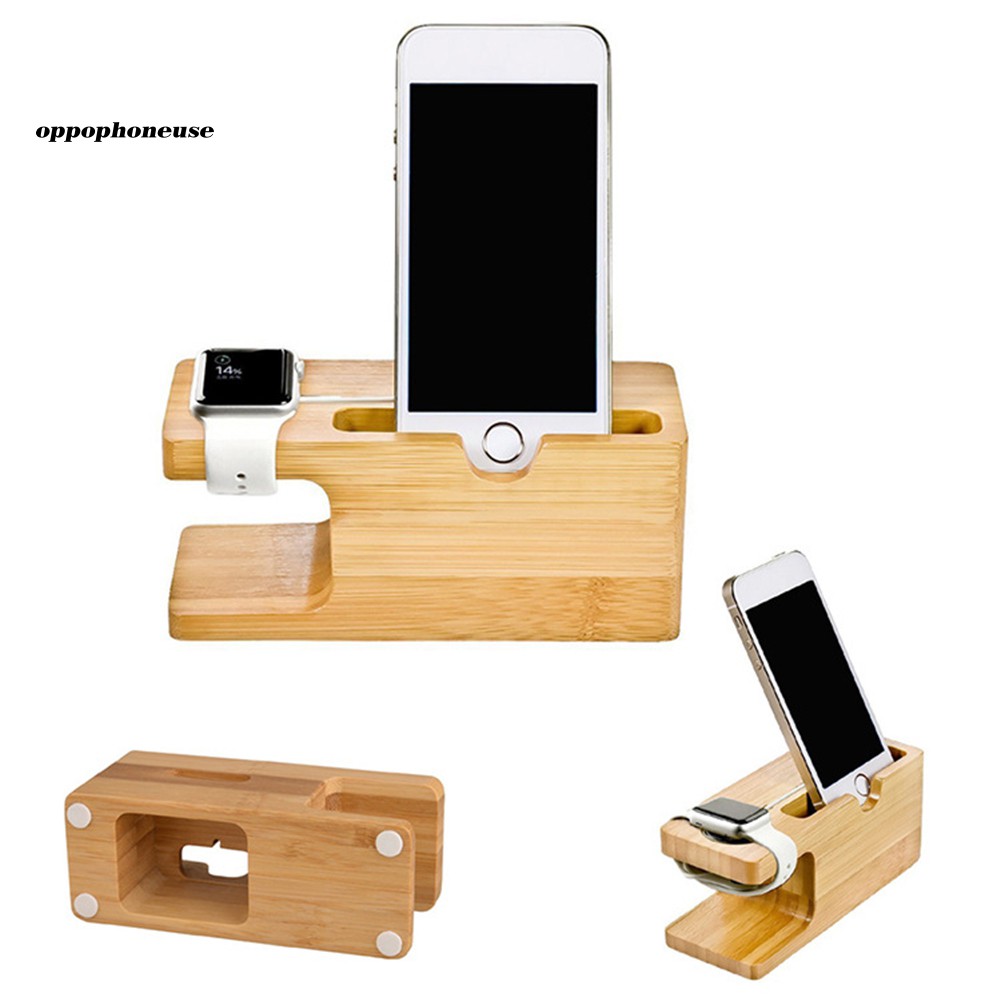 Đế sạc bằng gỗ tre chất lượng cao cho iPhone Apple Watch 38/42mm