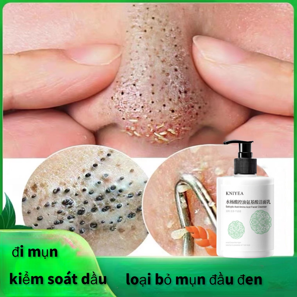 Sữa rửa mặt Axit salicylic Axit amin Làm sạch nhẹ nhàng Dầu dưỡng ẩm Kiểm soát dầu thu nhỏ lỗ chân lông Làm sạch sâu500g