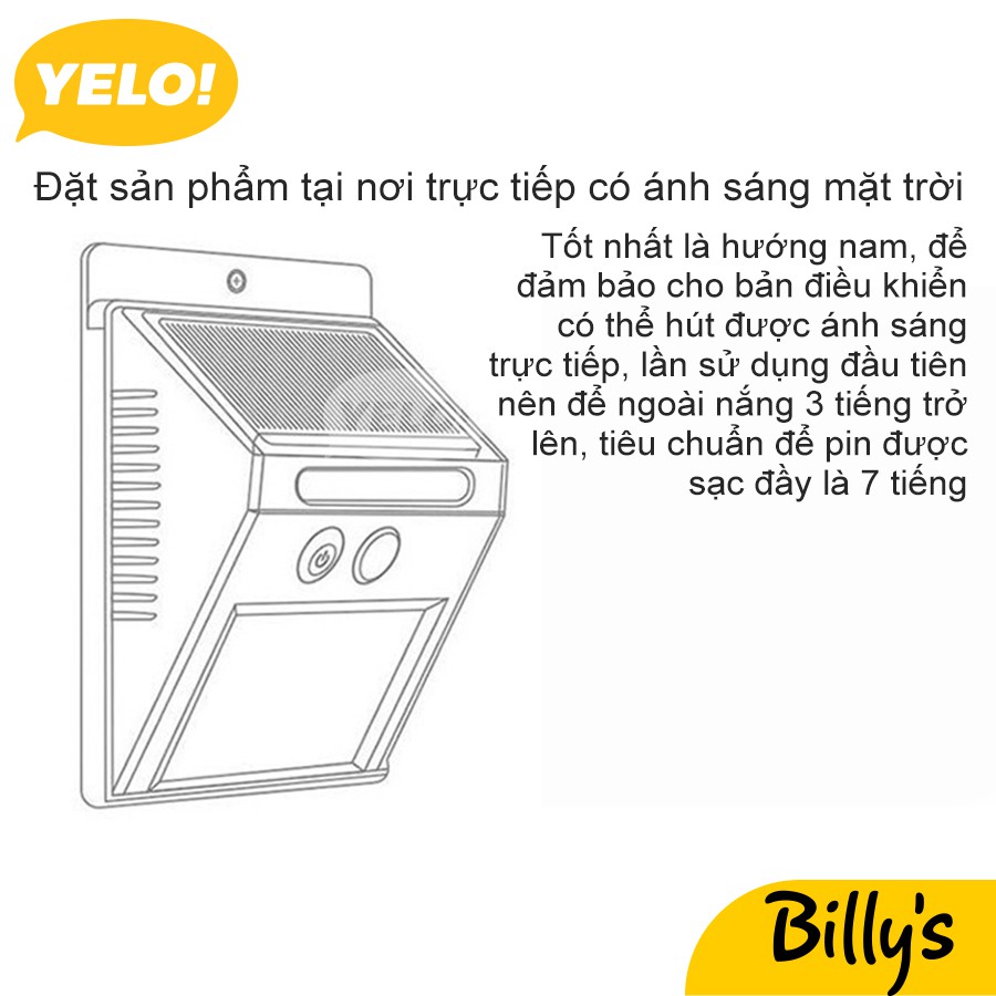 Billy's YELO！Đèn treo tường năng lượng mặt trời. Thích hợp sử dụng cho hộ gia đình treo trong vườn, hành lang