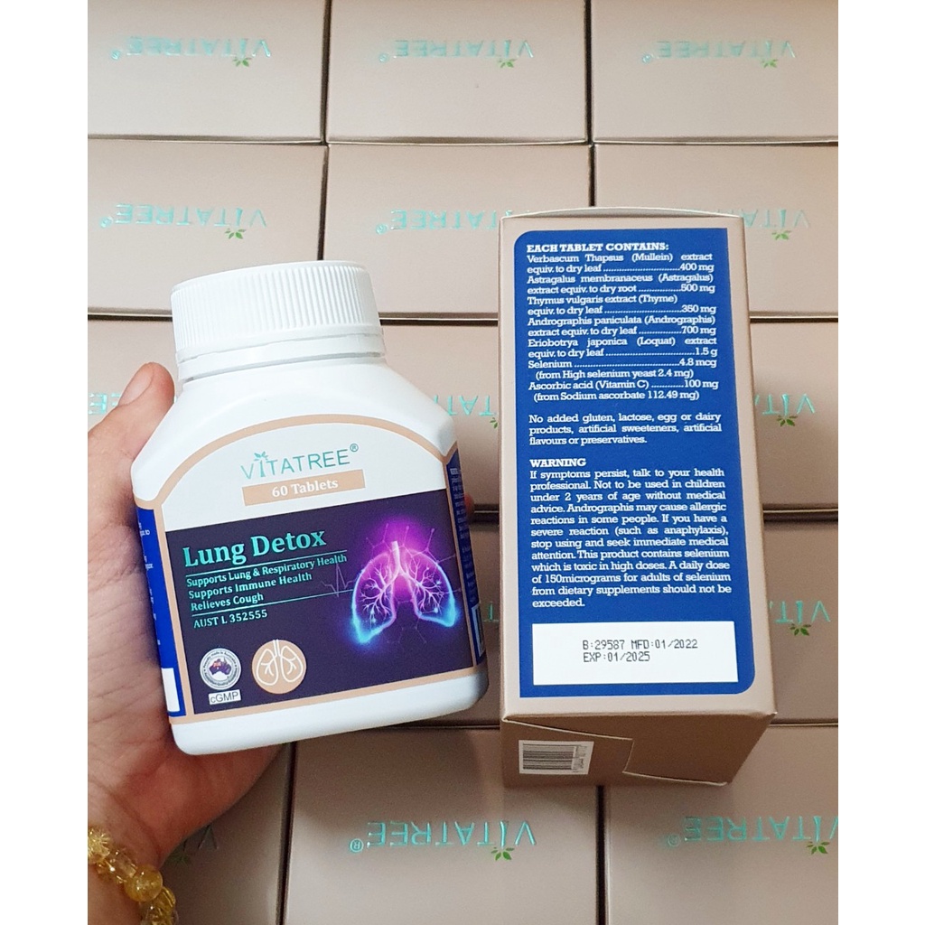 Bổ phổi, thải độc phổi Vitatree lung detox 60 viên của Úc