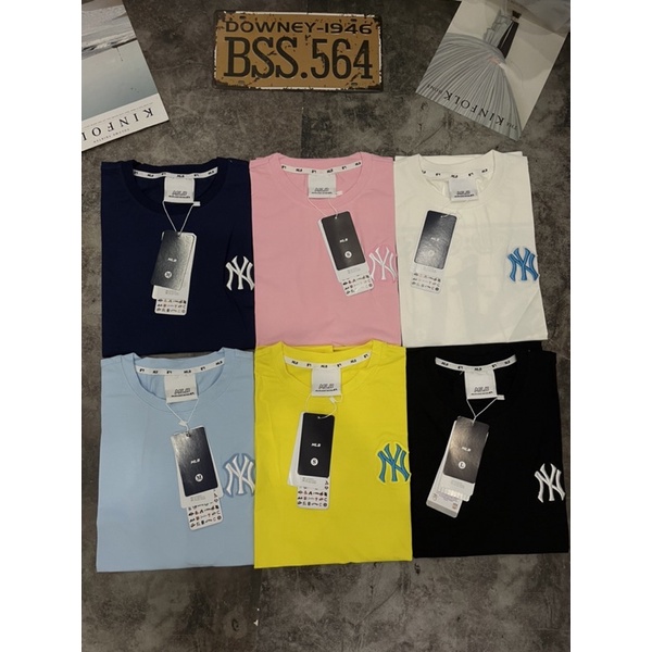 Áo Thun NY Unisex In Thêu Logo Và In Hoạ Tiết Chất Cotton 100% Màu Trắng/Đen/Xanh/Vàng/Hồng