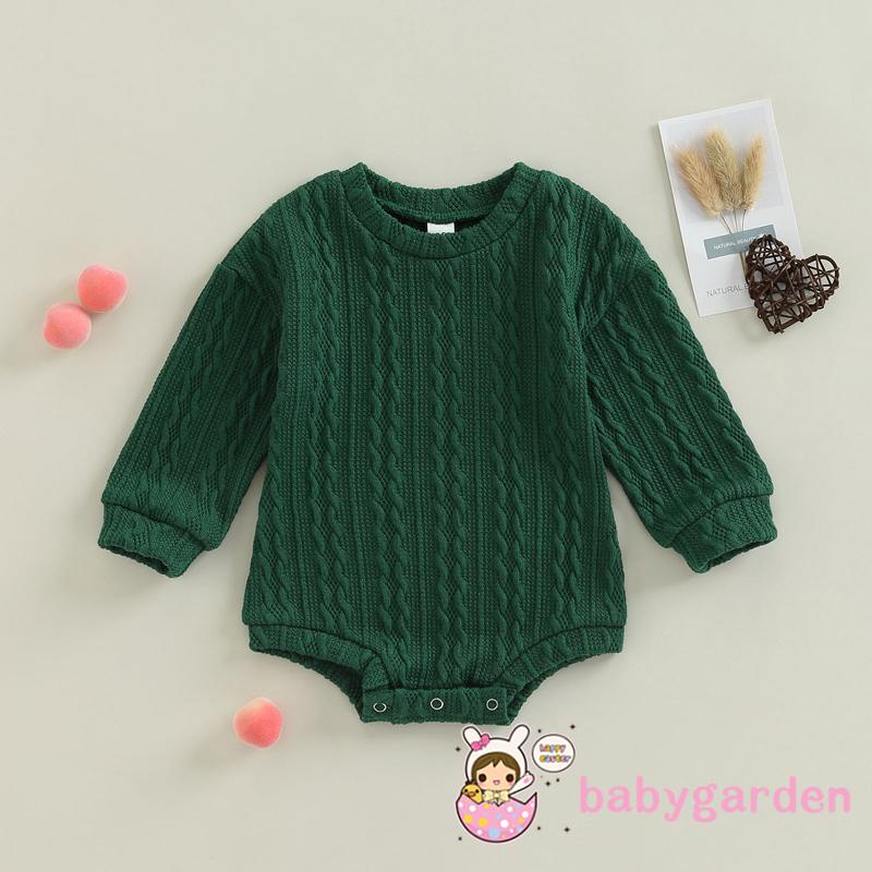 Áo Liền Quần Dài Tay Cổ Tròn Màu Sắc Đơn Giản Cho Bé