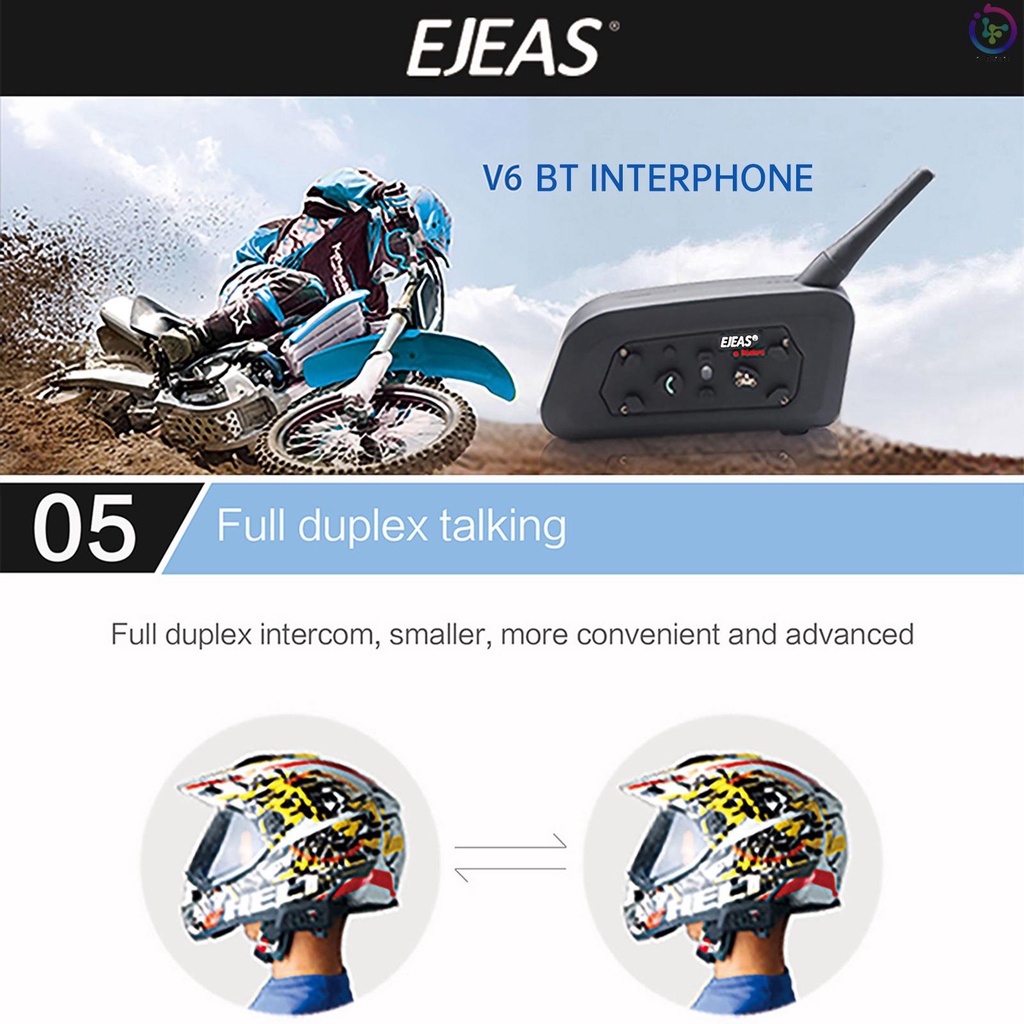Bộ đàm liên lạc EJEAS V6 Pro 1200M gắn mũ bảo hiểm xe máy tiện dụng