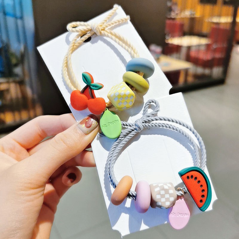 Dây Buộc Tóc Cao Su Họa Tiết Trái Cây Đơn Giản Thời Trang Cho Nữ