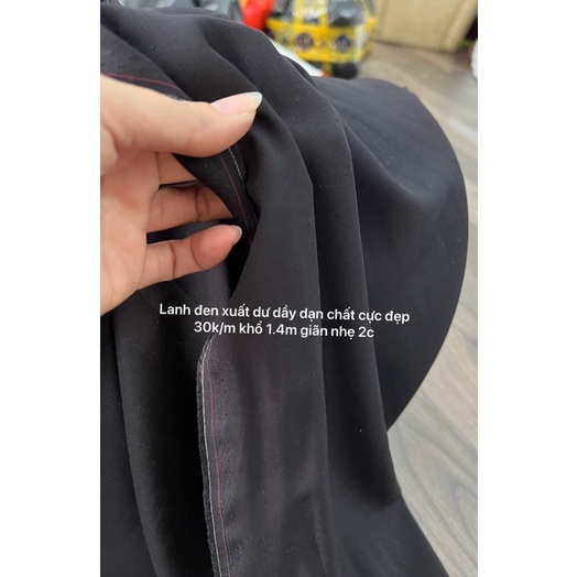 Vải Lanh cotton, lanh Đen Tuyền 100% cotton siêu Mềm  Mát